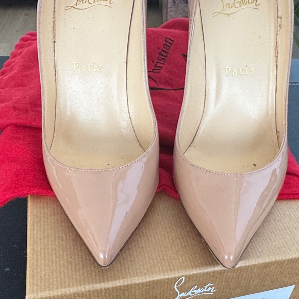 Christian Louboutin Nude Patent Leather Pumps - Picture 3 of 7